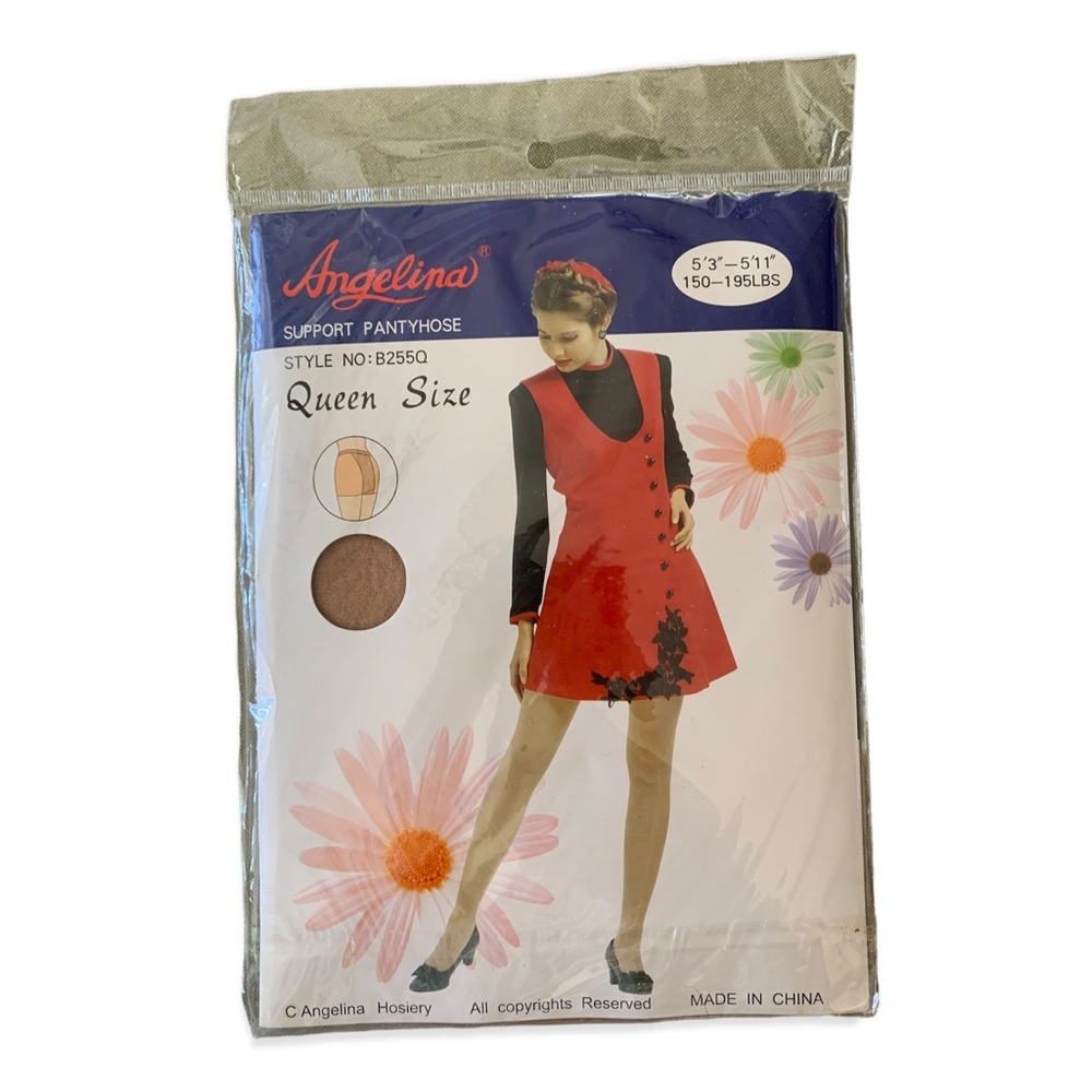 Angelina pantyhose size 5’3”-5’11” 150-195lbs queen size suntan brown skin color